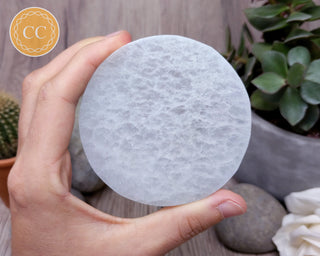 Satin Spar (Selenite) Round Charging Plate