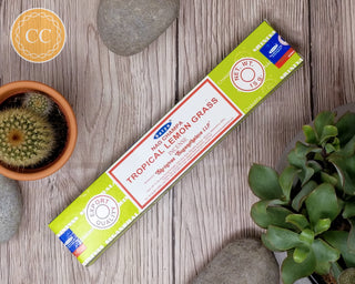 Satya Tropical Lemon Grass Incense sticks on wooden background