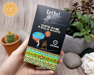 Tribal Soul White Sage & Palo Santo Incense Backflow Cones on wooden background
