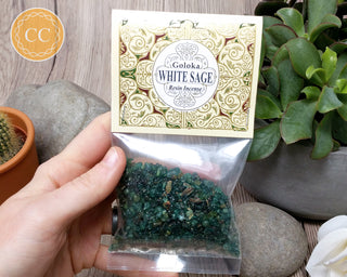 White Sage Resin Incense in hand