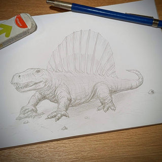 Sketch of Dimterodon on paper