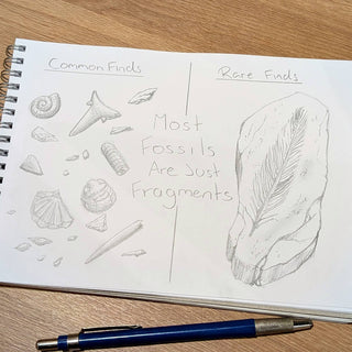 Sketch showing various fossils