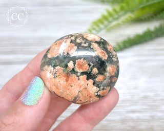 Actinolite, Peach Feldspar & Quartz Palm Stone #10