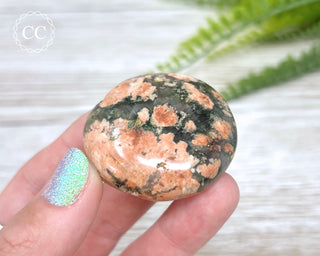 Actinolite, Peach Feldspar & Quartz Palm Stone #10