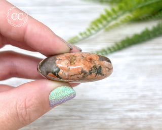 Actinolite, Peach Feldspar & Quartz Palm Stone #10