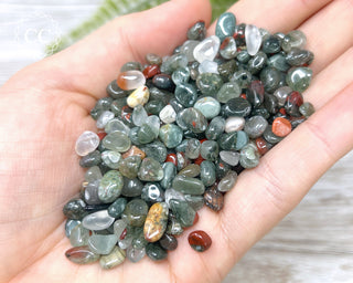 African Bloodstone Crystal Chips in hand