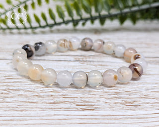 Agate 8mm Beaded Bracelet