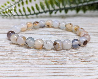 Agate 8mm Beaded Bracelet