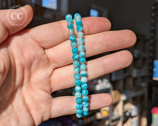 Amazonite 5mm Beaded Bracelets in hand