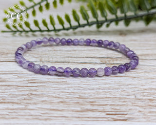 Amethyst 4mm Beaded Bracelet on light background