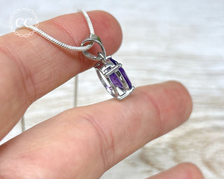 Amethyst Faceted Silver Necklace #4