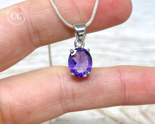 Amethyst Faceted Silver Necklace #4