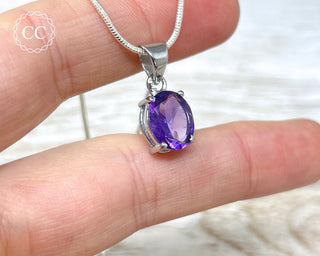Amethyst Faceted Silver Necklace #4
