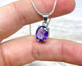 Amethyst Faceted Silver Necklace #4