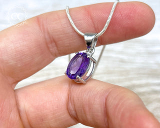 Amethyst Faceted Silver Necklace #4