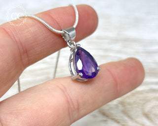 Amethyst Faceted Silver Necklace #1