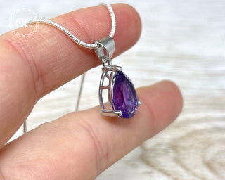 Amethyst Faceted Silver Necklace #1