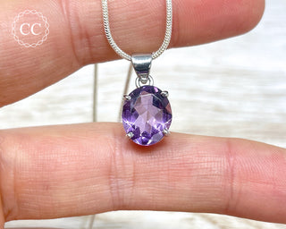 Amethyst Faceted Silver Necklace #2
