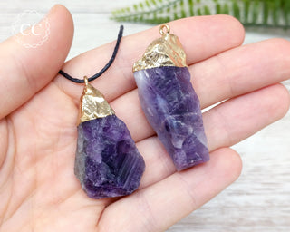 Gold Electroplated Amethyst Pendant