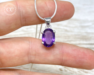 Amethyst Faceted Silver Necklace #6