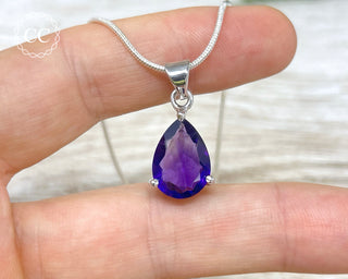 Amethyst Faceted Silver Necklace #5