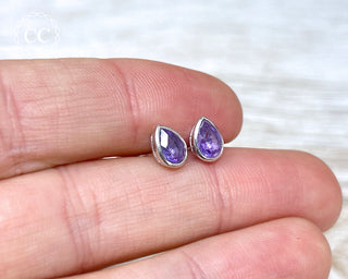 Amethyst Silver Stud Earrings #1