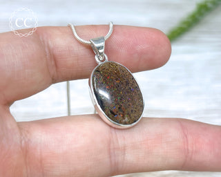 Andamooka Opal Silver Necklace #2