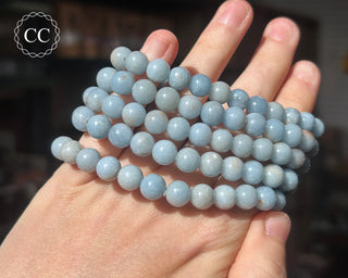 Angelite 8mm Beaded Bracelet