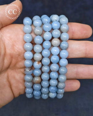 Angelite 8mm Beaded Bracelet