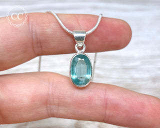 Aqua Kyanite Faceted Silver Necklace #1