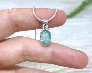 Aqua Kyanite Faceted Silver Necklace #3