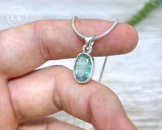 Aqua Kyanite Faceted Silver Necklace #3