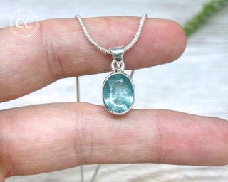Aqua Kyanite Faceted Silver Necklace #1