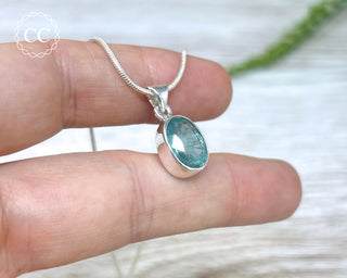 Aqua Kyanite Faceted Silver Necklace #1