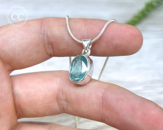Aqua Kyanite Faceted Silver Necklace #1