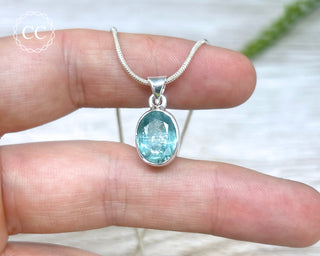 Aqua Kyanite Faceted Silver Necklace #1
