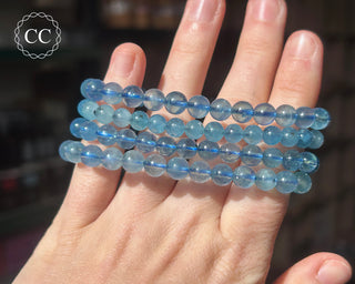 Aquamarine 6mm Beaded Bracelet