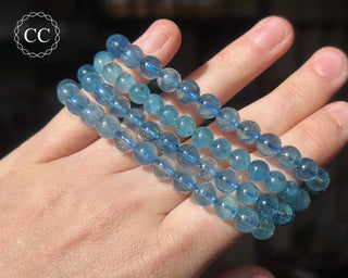 Aquamarine 6mm Beaded Bracelet