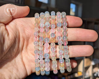 Beryl Beaded Bracelet 6mm - Morganite & Aquamarine