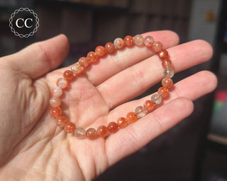 Arusha Sunstone 6mm Beaded Bracelet on hand