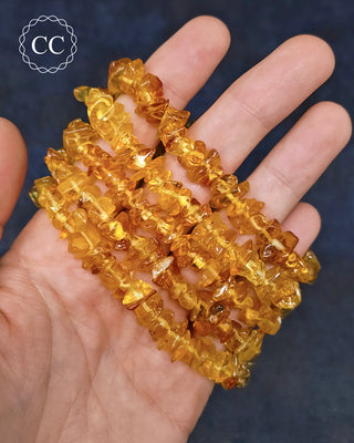 Baltic Amber Gemchip Bracelets in hand