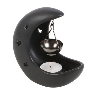 Black Crescent Moon Oil Burner
