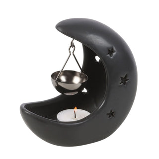 Black Crescent Moon Oil Burner