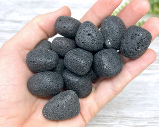 Lava Stone Tumbled Crystals in hand