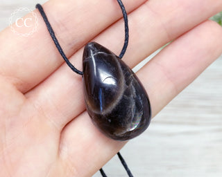 Black Moonstone Drilled Teardrop Necklace