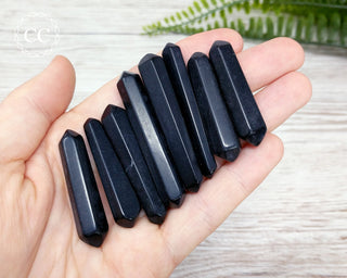 Black Obsidian Mini DT Points in hand