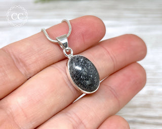 Black Sunstone (Graphite in Quartz) Silver Necklace #3