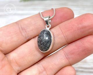 Black Sunstone (Graphite in Quartz) Silver Necklace #3