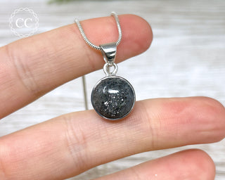 Black Sunstone (Graphite in Quartz) Silver Necklace #1