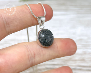 Black Sunstone (Graphite in Quartz) Silver Necklace #1